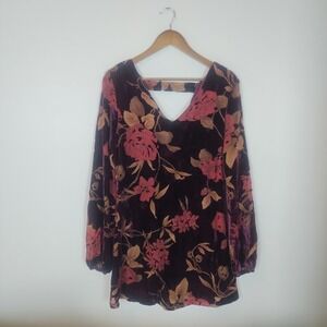 Loveriche Babydoll Dress Women's Medium Burgundy Velvet Burnout Whimsigoth Fairy